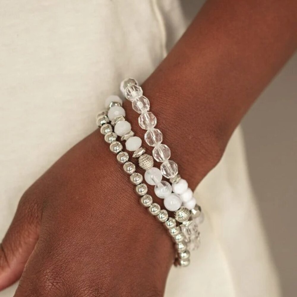 Paparazzi Jewelry Accessories - Sugary Shimmer - White Bracelet - Vintage